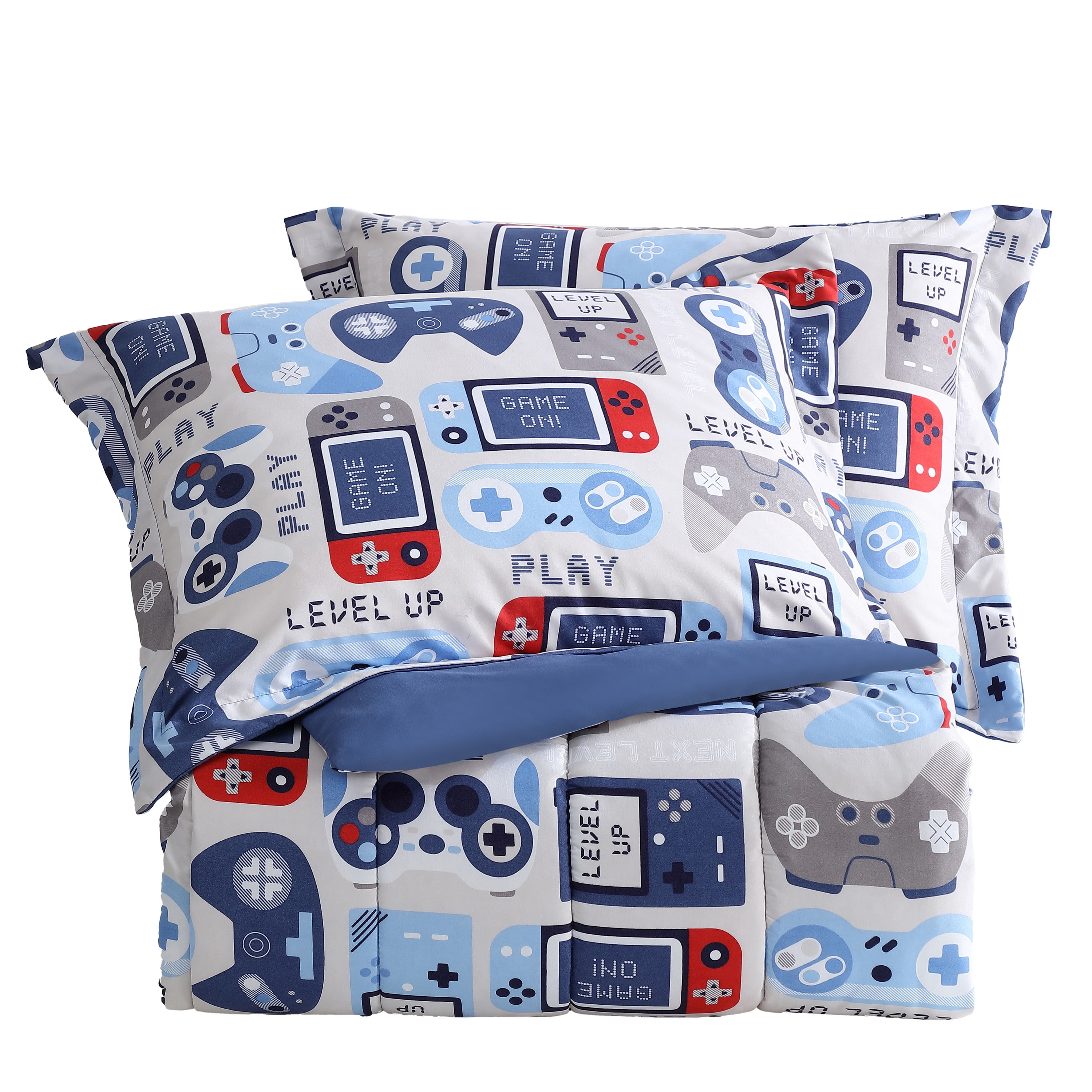 Gamer Blue Grey 3-Piece Ultra Soft Microfiber Comforter Set - Full