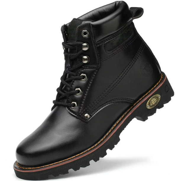 Tanleewa Steel Toe Leather Work Boots for Men Durable Safety Work Shoe Size 11