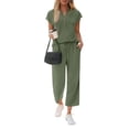 thumbnail image 2 of Two Piece Lounge Sets for Women Spring Vacation Beach Travel Airport Outfits Casual Cruise Fashion Army Green XL, 2 of 8