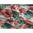 thumbnail image 3 of Ambesonne Retro Quilted Bedspread Set 3 Pcs, Horizontal Lines Poppies Art, Queen, Dark Pink and Jade Green, 3 of 4