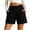 Black, variant on Linen Shorts Women Plus Size Elastic Waist Shorts Button Breathable Shorts with Pockets Casual Summer Bottoms