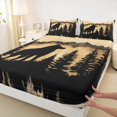 thumbnail image 3 of Manfei Cartoon Wolf Print Queen Sheet Sets for Teen, Rustic Farmhouse Flat Sheet, Jungle Wildlife Queen Fitted Sheet, Ultra Soft Home Decor, 4pcs, 3 of 7