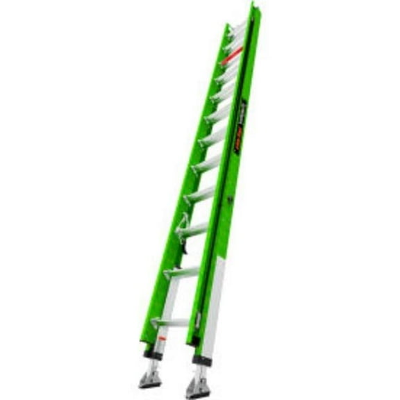 Little Giant Ladders B3145044 Hyperlite Extension Ladder with Adjustable Pole Strap & Ratchet Leveler - Green - 24 ft. Type IAA