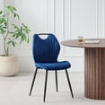 thumbnail image 7 of Velvet Dining Room Chairs Set of 4, Mid Century Modern Kitchen Chairs with Metal Legs, Upholstered Scandi Side Chair for Kitchen, Bedroom, Living Room, Apartment, Wingback Blue, 7 of 7