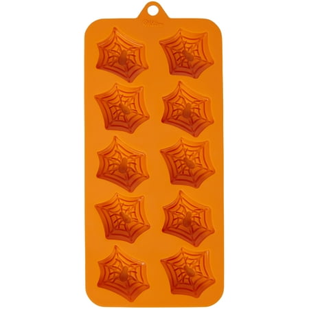Spiderweb Spider Silicone Candy Mold Wilton 12 Cavities Orange