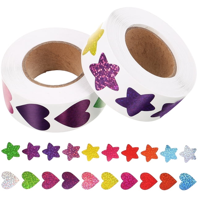 2 rollos de calcomanías decorativas de regalo con forma de estrella para animar las tareas escolares.