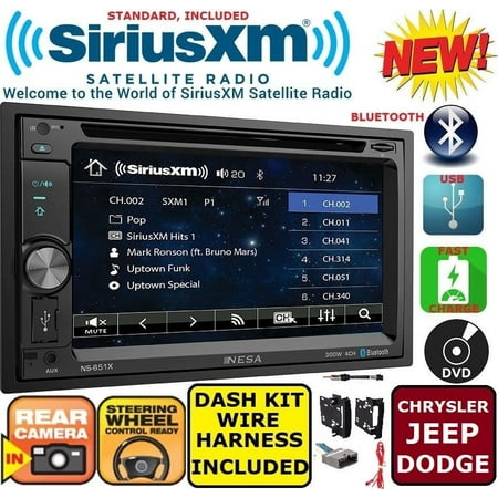- CHRYSLER JEEP DODGE Power Acoustik Bluetooth Double Din DVD Stereo +Kit /Harness