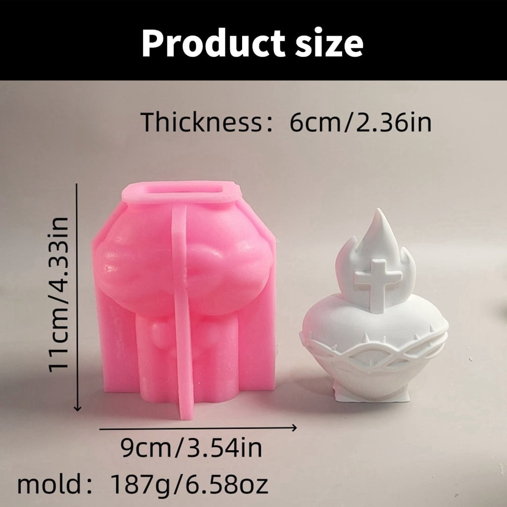 Aurgiarme Flexible Silicone Mold Candle Moulds 3D Heart Pattern Resin Mold Handmade Art Supplies Suitable for Room Decorations