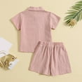 thumbnail image 4 of KAUOD Toddler Boys Cotton Linen Shirt Set 2pcs Short Sleeve Button Down Collared Shirts with Linen Shorts Baby Summer Casual Outfit, 4 of 4