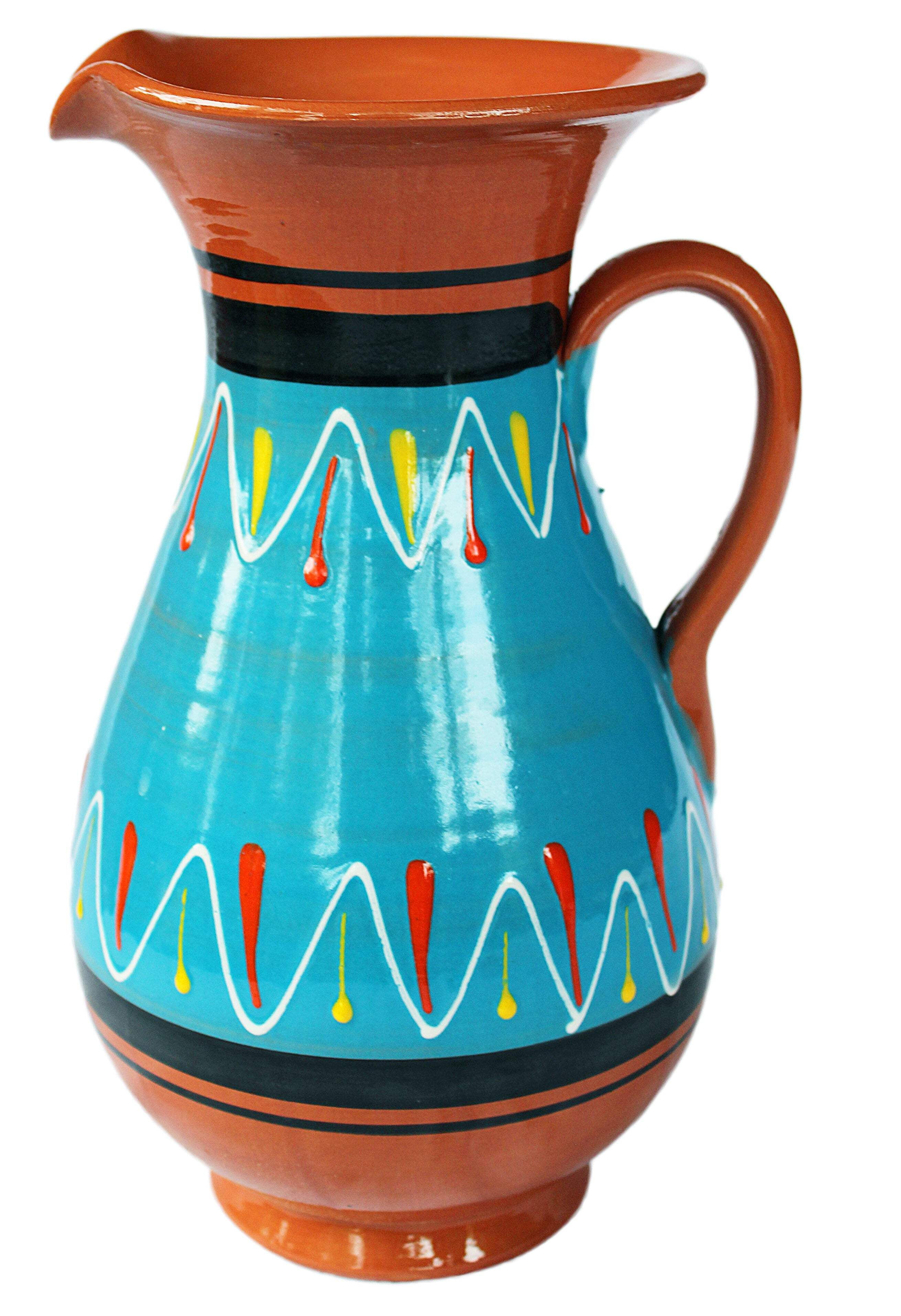 Cactus Canyon Ceramics Spanish Terracotta 2 Quart Pitcher, Blue