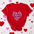 thumbnail image 2 of Dealovy T-Shirts pour Femmes à Manches Courtes, Col Rond, Mignon Cœur Imprimé, Couleur Unie, Décontracté, Été, T-Shirts Simples, 2 of 6