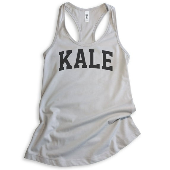 Kale Tank Top, Ladies Racerback Tank Top, Health Food Tank, Workout Tank, Vegan Tank, Silver Gray, X-Large