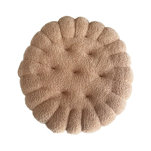 Cojín con forma de galleta, sencillo y moderno, para silla de tatami, sofá de dormitorio Caqui redondo