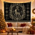 thumbnail image 3 of Ornate Ram Within a Starry Antlered Evergreen Frame, Serene Folk Art for Nature Lovers, Nordic Winter Decor, Christmas Gift, Tapestry Wall Hanging for Bedroom and Living Room, 3 of 5