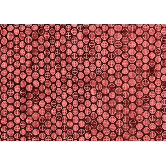 Ahgly Company Indoor Rectangle Abstract Red Modern Area Rugs, 5' x 8'