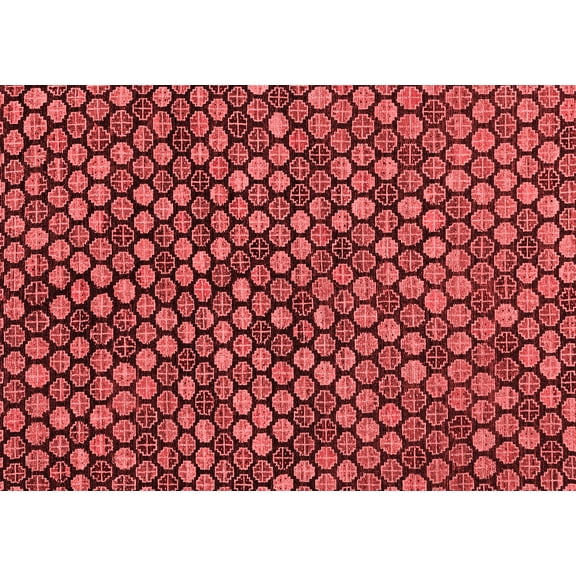 Ahgly Company Indoor Rectangle Abstract Red Modern Area Rugs, 5' x 7'