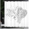thumbnail image 3 of Ambesonne Ecuador Shower Curtain, Infographic Doodle Line Map, 69"Wx75"L, Charcoal Grey and White, 3 of 4