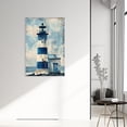 thumbnail image 3 of ZHONGYUTONG Lighthouse Wall Art Navy Blue Canvas Ocean Seascape Picture Print Vintage Coastal Painting for Living Room Decor Framed (12.00" x 18.00"), 3 of 5