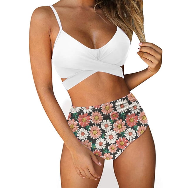 Augper Women's Fashion Bikini Set Swimsuit Two Piece Printing Suspenders Swimwear Beachwear