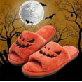 thumbnail image 3 of Creative Plush Warm Soft Fur Couple Slippers Silent Floor Slippers  Pumpkin Slippers Spooky Slides Shoes, 3 of 4