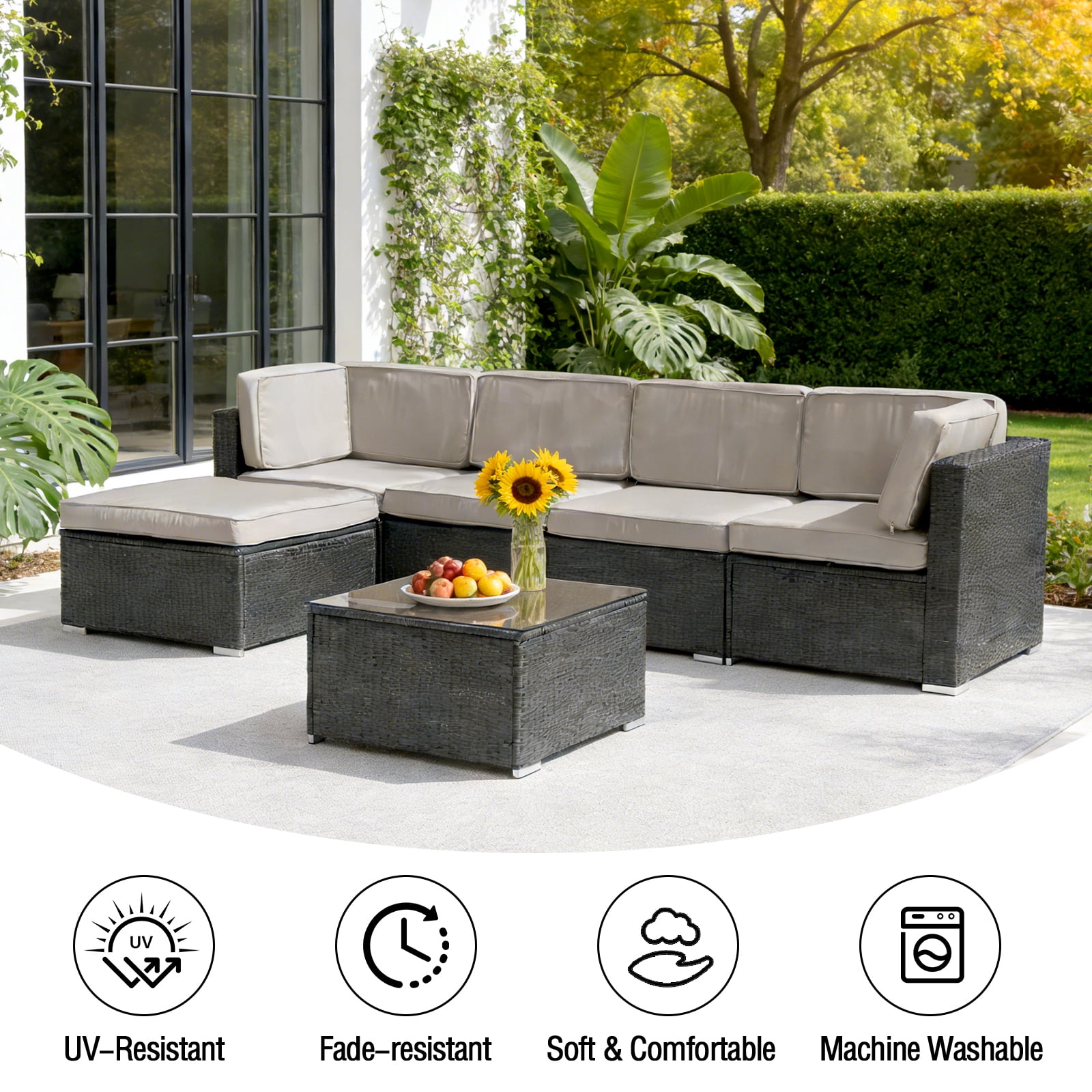 FKS LIFE Outdoor Cushions Covers Patio Sofa Washable Cushions Cover Furniture Cushion Slipcovers Sets (11 Pack)