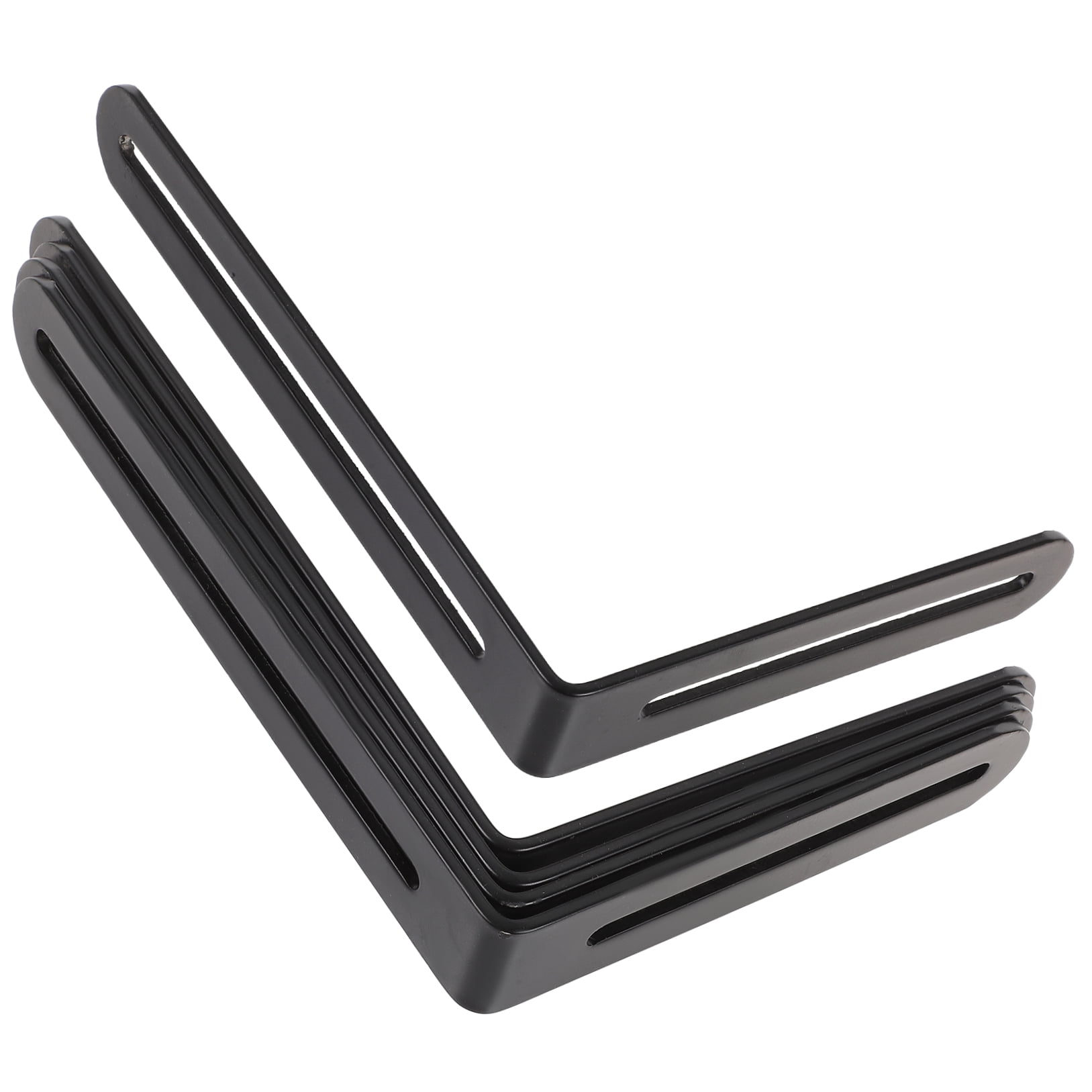 LABSERRON 4Pcs Adjustable Slotted L Brackets Black for Shelf Support and Furniture