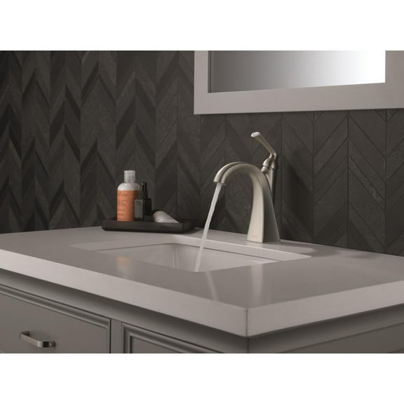 Delta Pierce Single Hole Single-Handle Bathroom Faucet in SpotShield Brushed Nickel