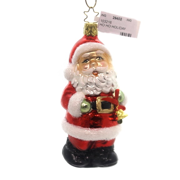 Inge Glas HO HO HOLIDAY Glass Germany Santa Claus 103216