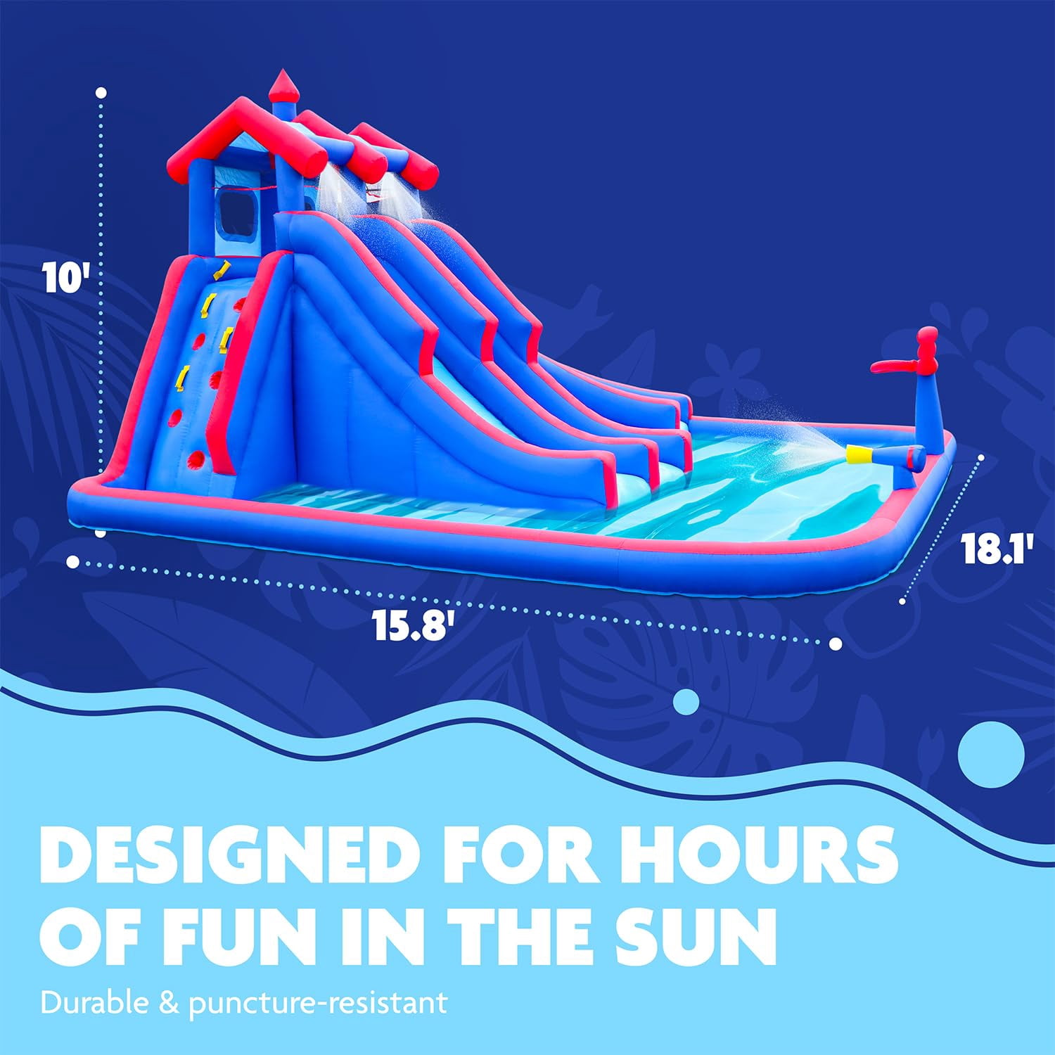 Sunny & Fun Fun Soft Bounce Water Slide with Pool for Kids, Blue