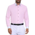 thumbnail image 4 of INSPIRE CHIC Men's Contrasting Colors Collar Long Sleeve Button Down Formal Business Dress Shirts S Pink, 4 of 5