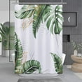 thumbnail image 5 of Floral Leaf Shower Curtain Plant Tropical Shower Curtain Bathroom Shower Curtain Set Linen Textured Fabric Bath Curtain Neutral Blue Shower Curtains for Beach Hotel Bathtubs with 12 Hooks, 72x72 Inch, 5 of 6