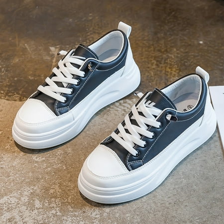 

Women‘s Leisure Faux Leather Sneakers Low Top Lace Up Non Slip Black Round Toe Casual Shoes Women‘s Sport Shoes
