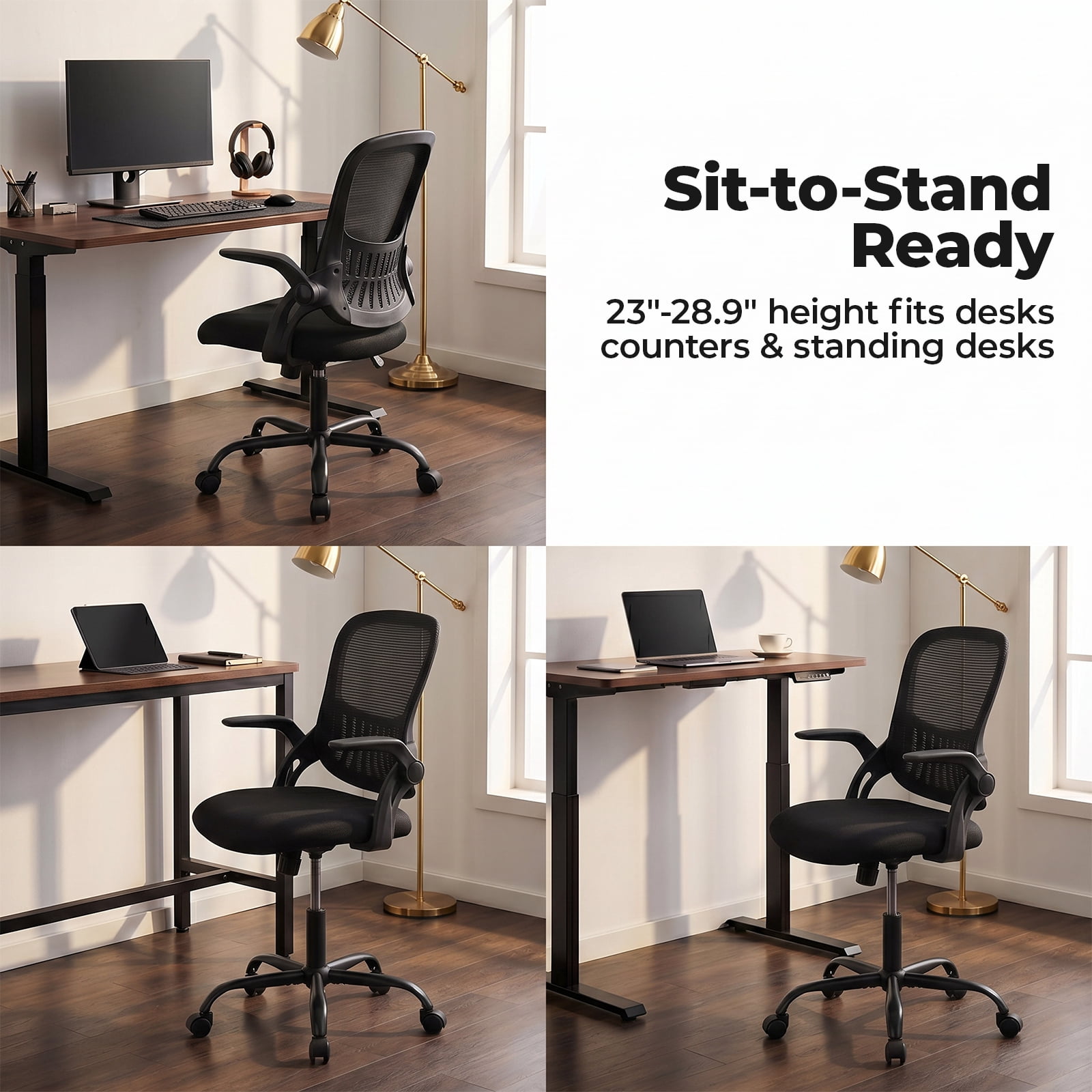 Alvantor 30" Tall Office Chair with Adjustable Footrest, Ergonomic Drafting Chair for Standing Desk, Black/Gray/Pink