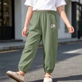 thumbnail image 5 of VeFlora Kids Girls Boys Harem Pants Elastic High Waist Long Pants Soft Lightweight Summer Harem Bloomers with Pockets(Green/4-5 Years), 5 of 7
