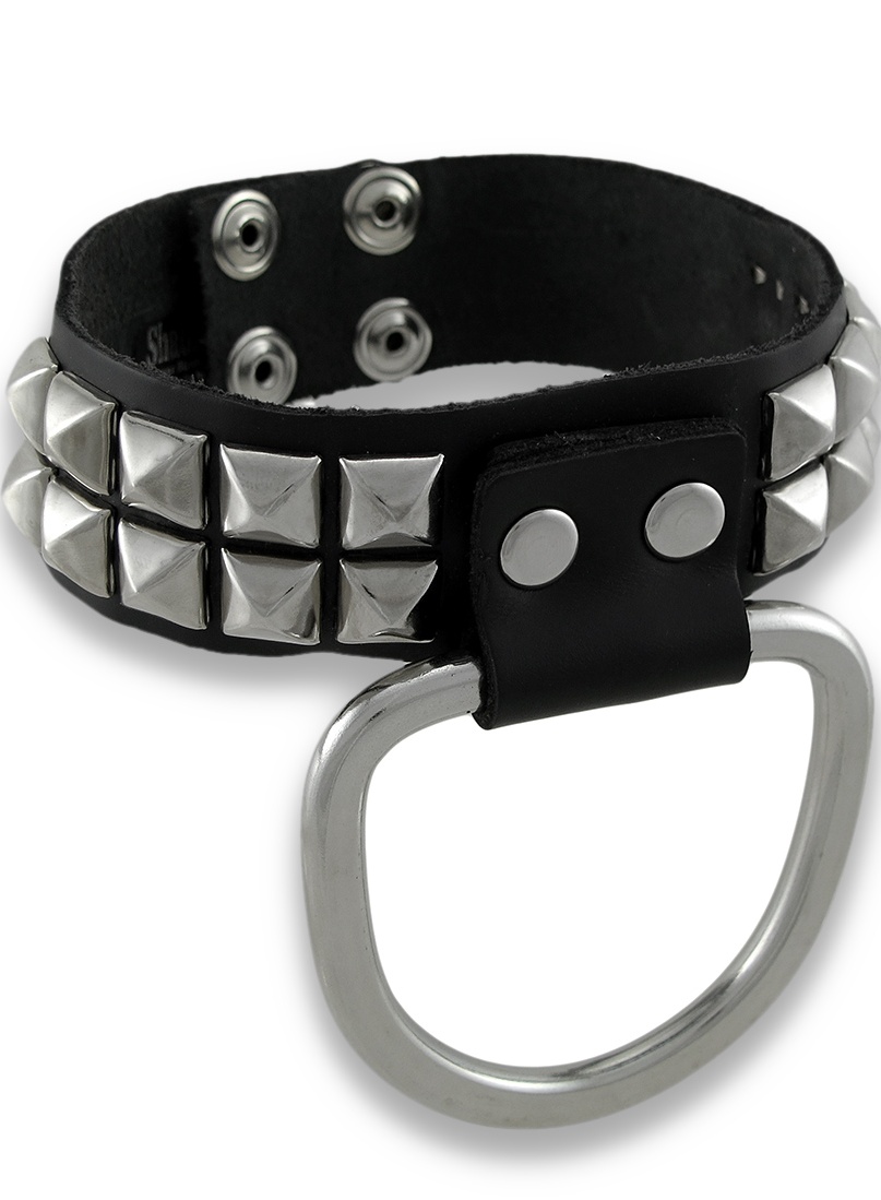 Zeckos Black Leather Studded DRing Choker Collar