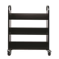 thumbnail image 3 of Hirsh Double-sided Mobile Metal 36" W x 7-1/2" D Book Cart Black, 3 of 7
