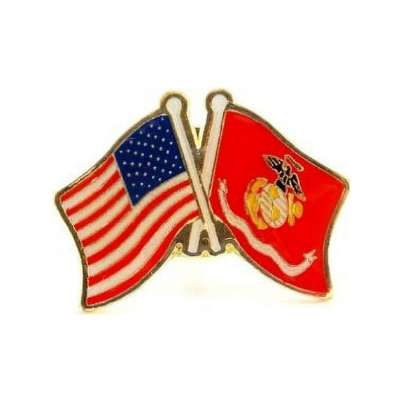 Wholesale Lot of 12 US Marine Flag And USA Flag Crossed Lapel Hat Pin PPM642