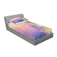 thumbnail image 2 of Ambesonne Purple Fitted Sheet & Pillow Sham Set, Spring Cherry Blossom, Twin, Marigold and Purple, 2 of 2