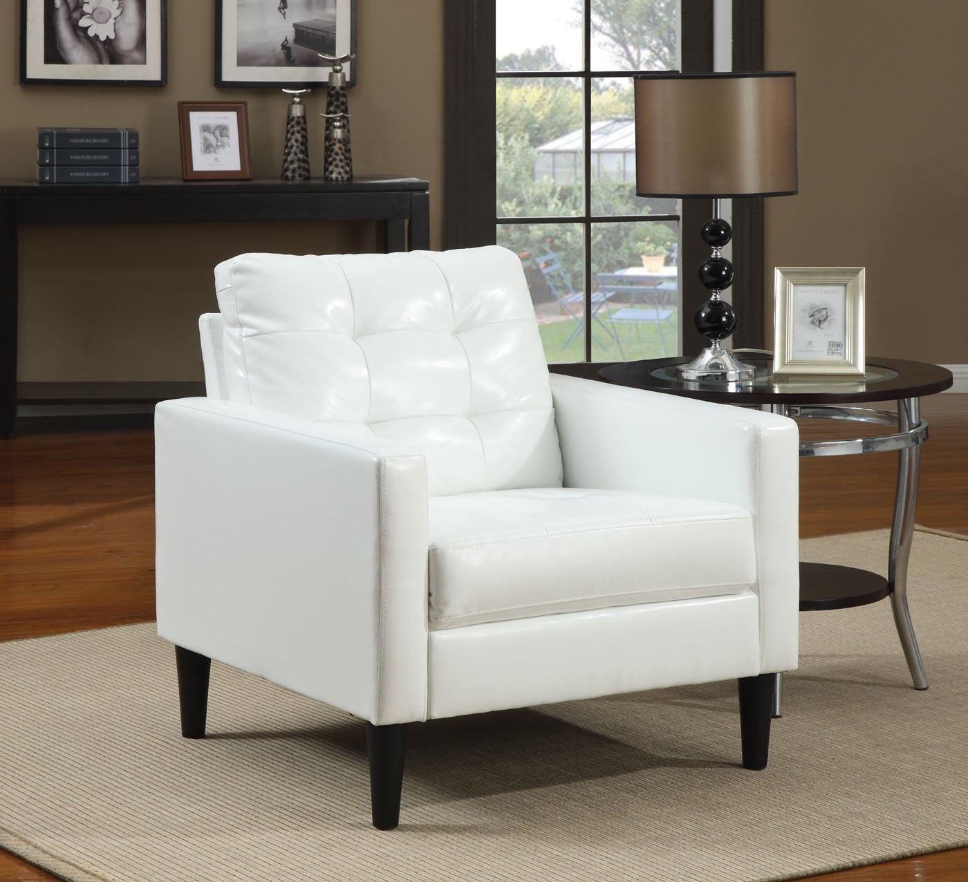 Espresso Faux Leather Accent Chair Walmart Com Walmart Com