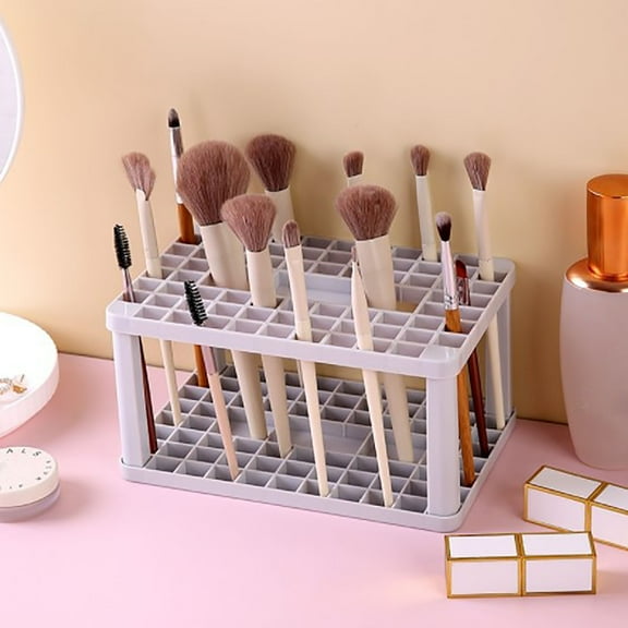 72 Hole Makeup Brush Drying Rack, Yannianjz Makeup Brush Organizer, 72 Hole Brush Holder Drying Rack for Cosmetics Pens, Desktop Storage Stand for Vanity Desk, Acrylic Brush Display Shelf