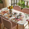 thumbnail image 3 of Gingerbread Christmas Table Cloths for 4 Foot Rectangle Tables, Xmas Balls Branches Farmhouse Patio Waterproof Elastic Fitted Tablecloths, Washable Rectangular Table Cover for Camping, 3 of 8