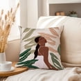 thumbnail image 3 of Ethan Taylor People & Portraits Throw Pillow Soft Cushion Cover ' 'African American People & Portraits Muse Elegance' Bohemian Pattern Decorative Square Accent Pillow Case, 16x16 Inches, Green, Beige, 3 of 5