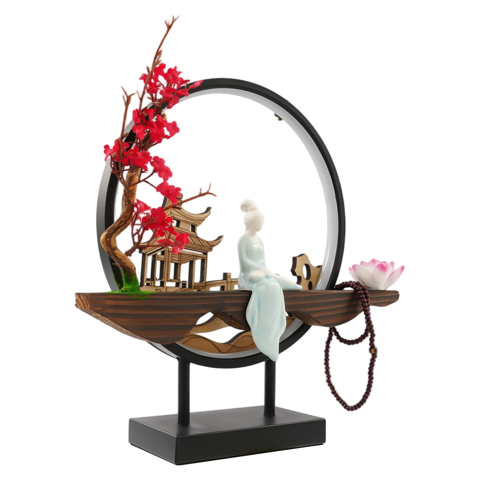 Backflow Incense Holder with LED Light, Ceramic Backflow Incense Burner Perfect for Relaxing or Home Decor