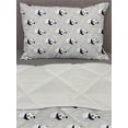 thumbnail image 3 of Panda Comforter & Sham Bedding Set, Repetitive Cartoon Animal with Leafy Branches, 3 pcs Duvet Set Microfiber Filling Quilt, 5 Sizes, Grey Multicolor, by Ambesonne, 3 of 4