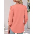 thumbnail image 5 of Womens 3/4 Sleeve Tops with Buttons V-Neck Summer Outfits Casual Shirts Beach Vacation Fall Clothes 2025 Coral XXL, 5 of 8