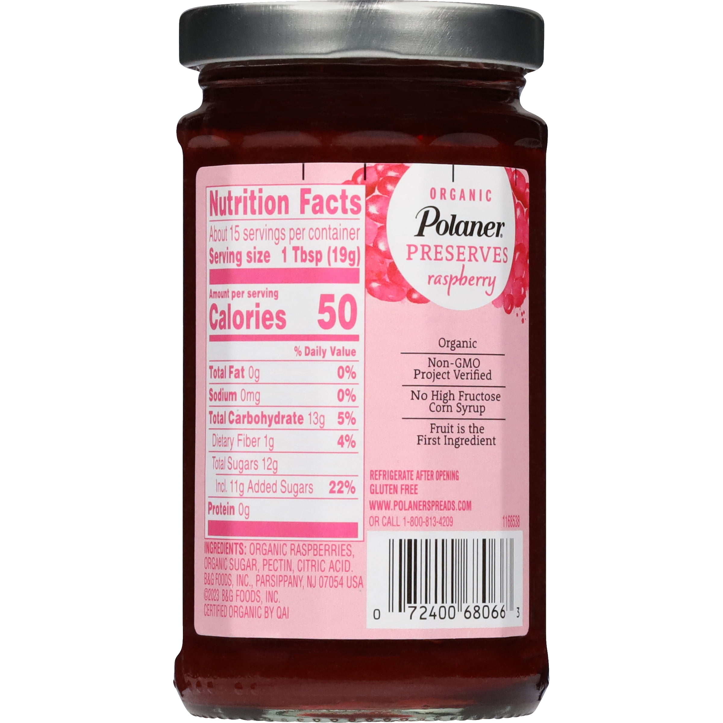 (3 pack) Polaner Organic Raspberry Preserves, Fruit Spread, Non-GMO, 10.3 oz Jar
