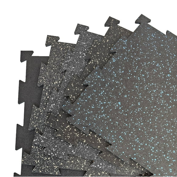 Rubber King Grey 8mm 19"x19" Recycled Rubber Tiles, 8 Pieces