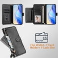 thumbnail image 2 of Filp Case for Nokia G22 Zipper Pocket Magnetic Flip Wallet Phone Case with 7 Card Slots and Wrist Strap, 2 of 5