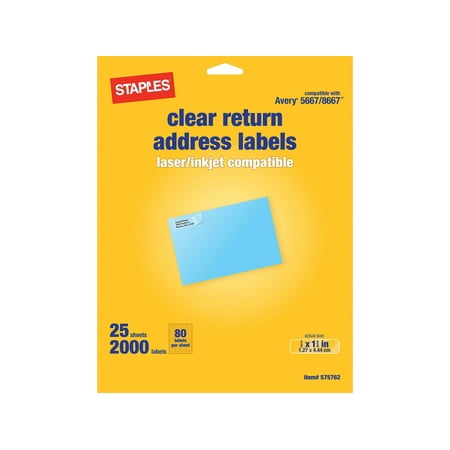 labels staples clear address inkjet laser sheet