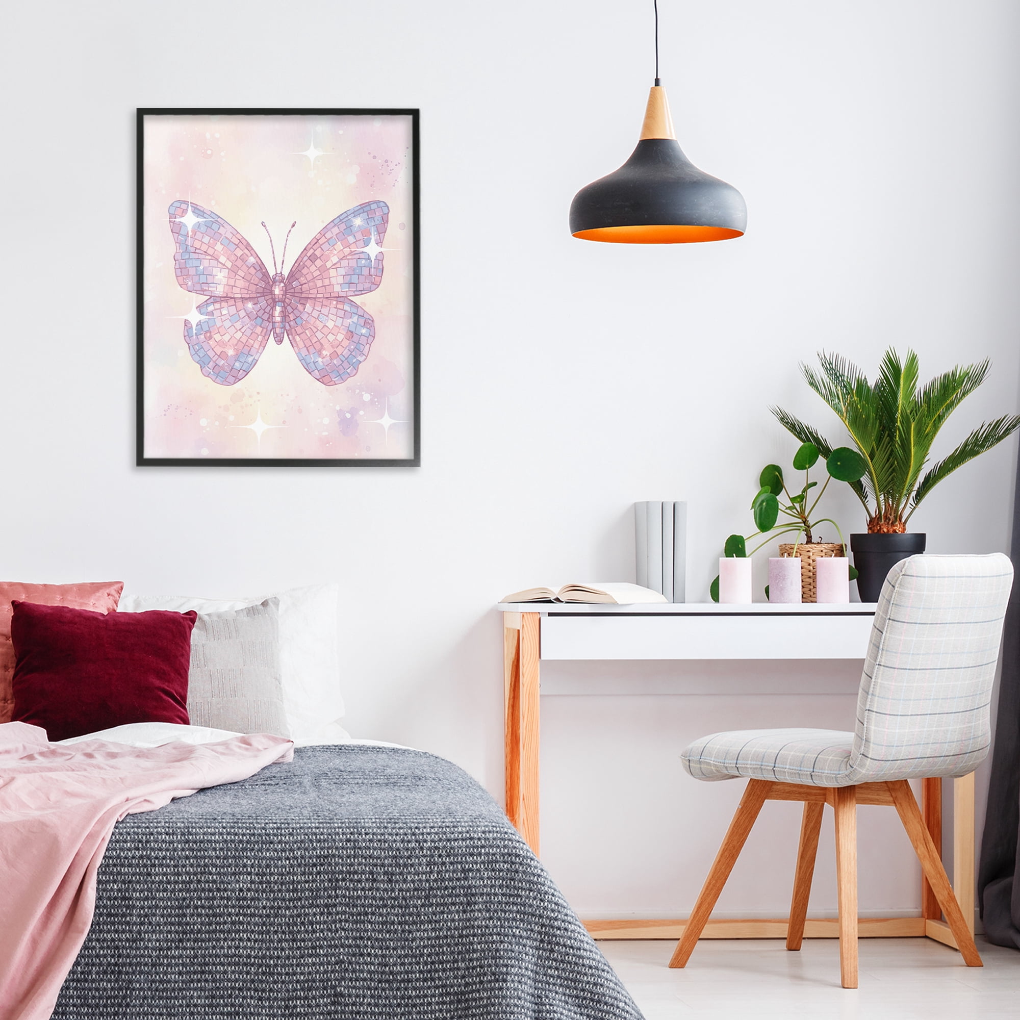 Stupell Industries Delicate Disco Butterfly Black Framed Giclee Art, design by Lil' Rue